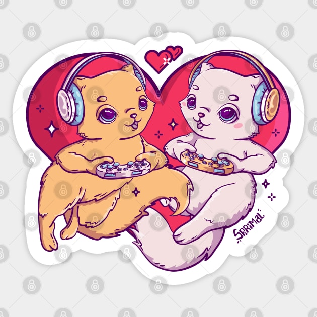 Purrfect Love - Gaming Cats Couple Sticker by SPIRIMAL